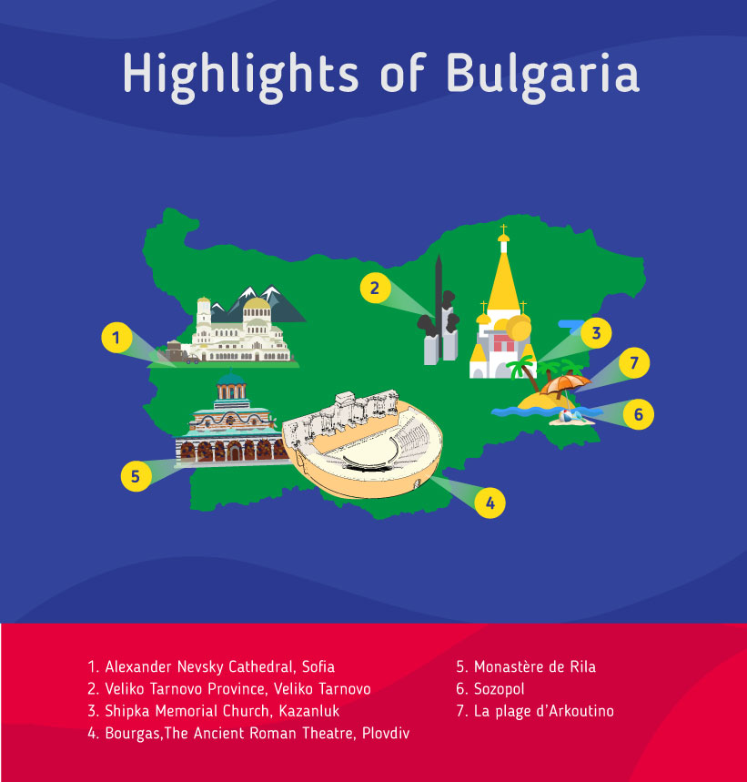 Places to go to in the Bulgaria, Map of Bulgaria
